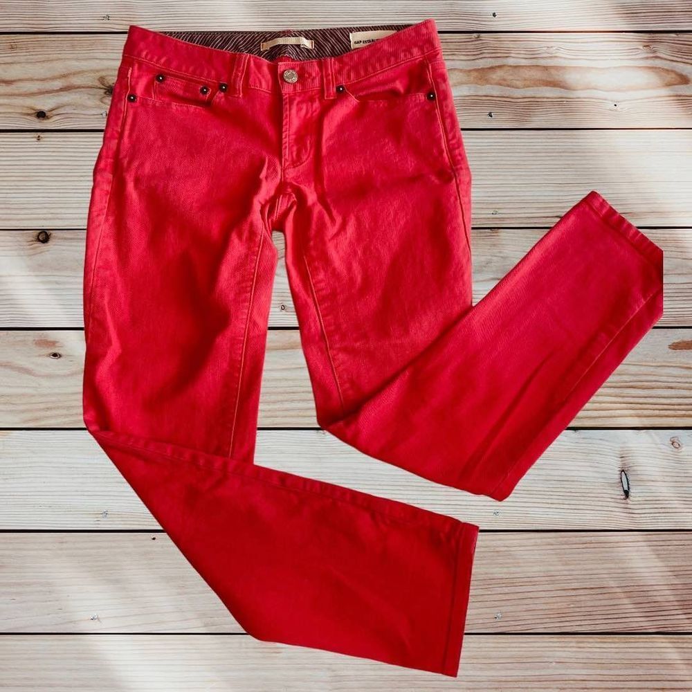 Gap Low Rise Skinny Denim Jeans Red Sz 25 Soft Stretch